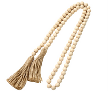 Load image into Gallery viewer, Wood Beads Garland with Tassels 5 Styles Beads Rustic Natural Wooden Bead  - 32&quot;
