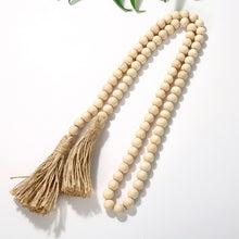Load image into Gallery viewer, Wood Beads Garland with Tassels 5 Styles Beads Rustic Natural Wooden Bead  - 32&quot;
